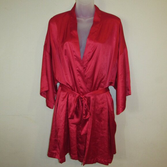 Vtg Y2K Victoria's Secret ANGELS Shiny Red Satin Robe O/S Vamp Lolita Sexy 2005 - Picture 1 of 4